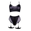 Le Désir 2-Piece Bra Set with Garters - One Size - Black